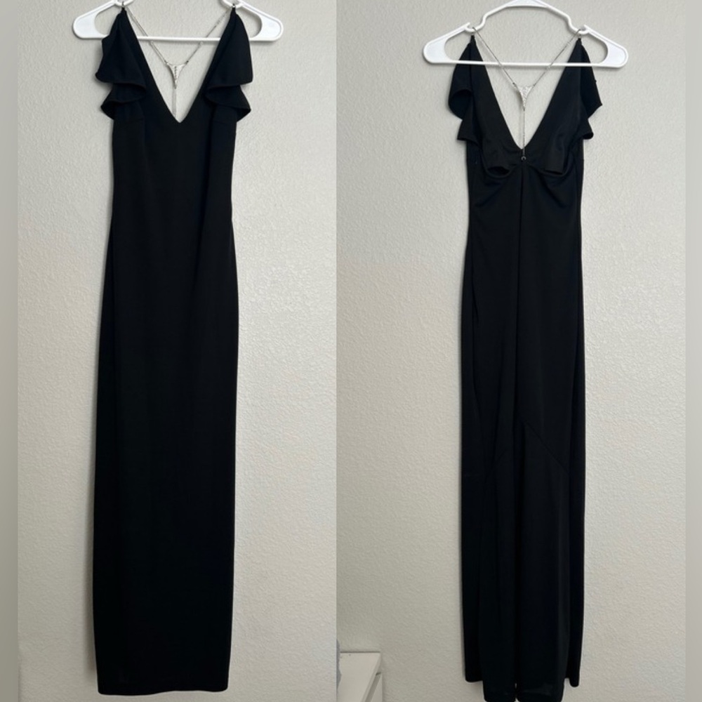 VINTAGE Jessica McClintock for Gunne Sax Black Long Dress with flutter sleeves